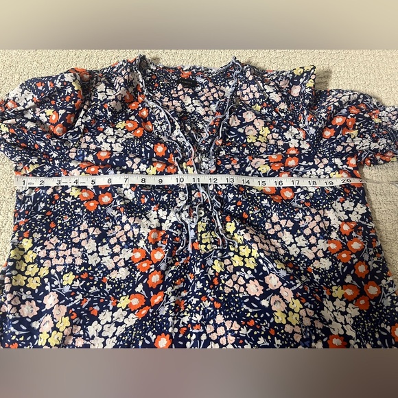 Talbots Navy Floral Print Blouse - Picture 6 of 8